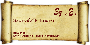 Szarvák Endre névjegykártya
